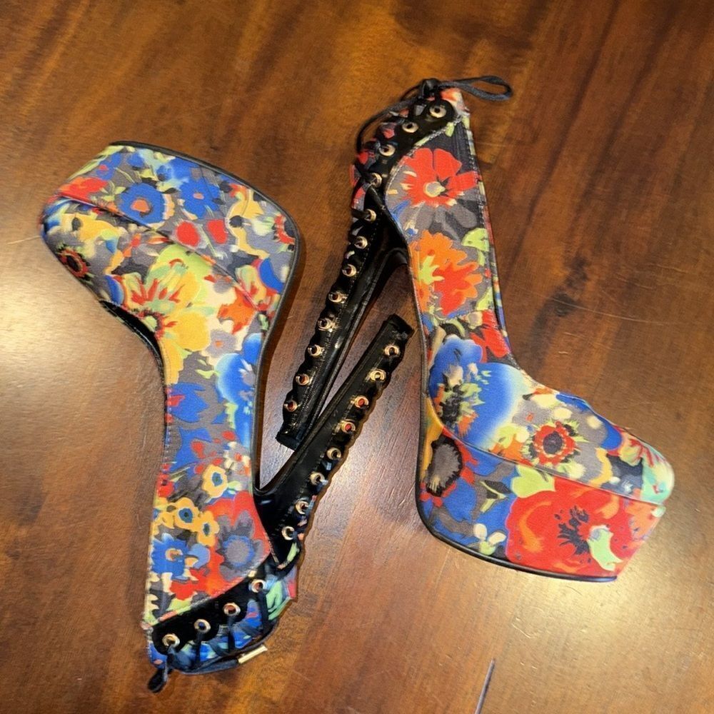 ALBA Corset Floral Platform Stiletto 5” Heels Size 7